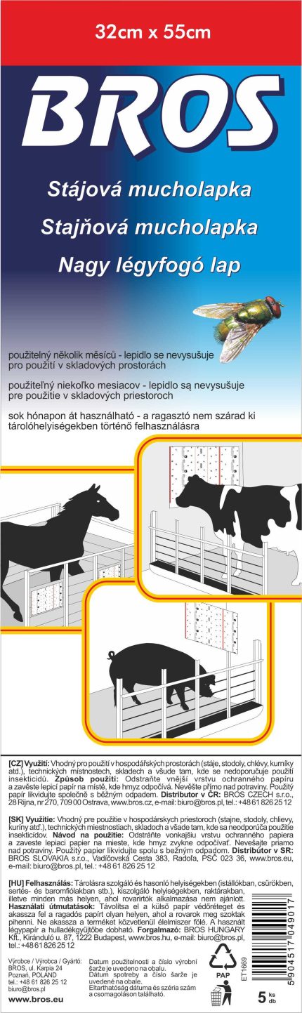 Bros Nagy légyfogó lap 32x 60cm 5 dbxkarton