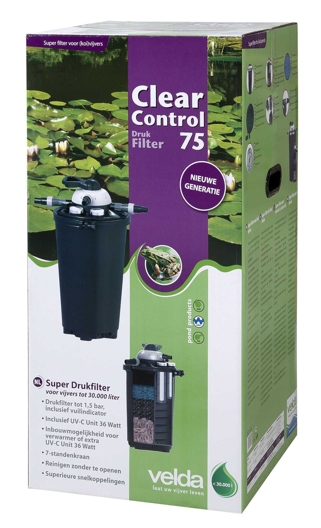 Clear Control 75 nyomás alatti szűrőszett (CC75+UV-C36W+ HS8000 pumpa) 30 m3 vízhez