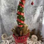 DIY Élő Grincsfa arany-piros kb. 60 cm magas