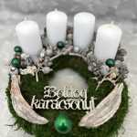 DIY ezüst-fehér moha adventi koszorú