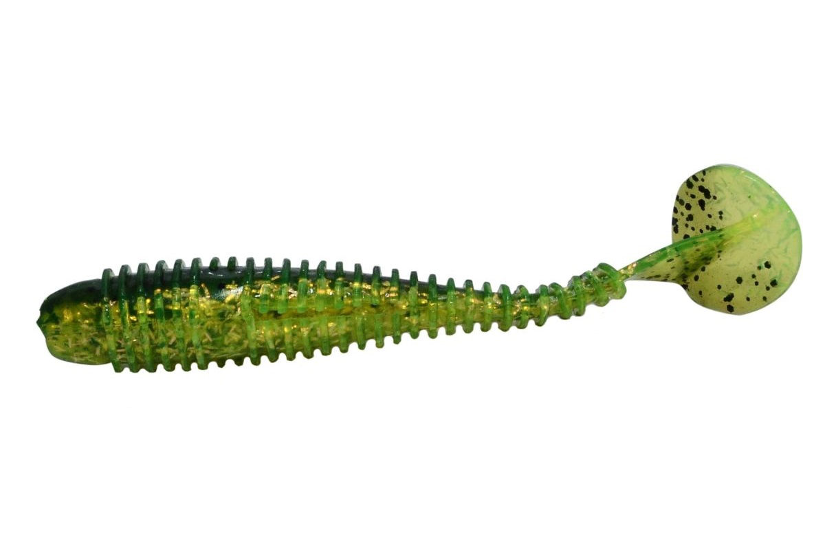 Ribbed Killer gumihal halas aromával 7 cm sötét színes csillám 5 db