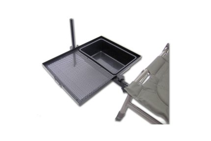 Székre szerelhető csalitartó tálca és tál