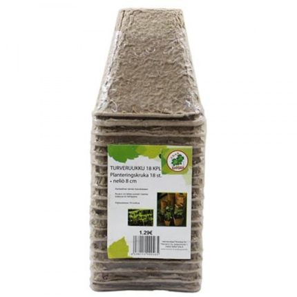 Tőzeg cserép szögletes 8 cm x 8 cm 18 db